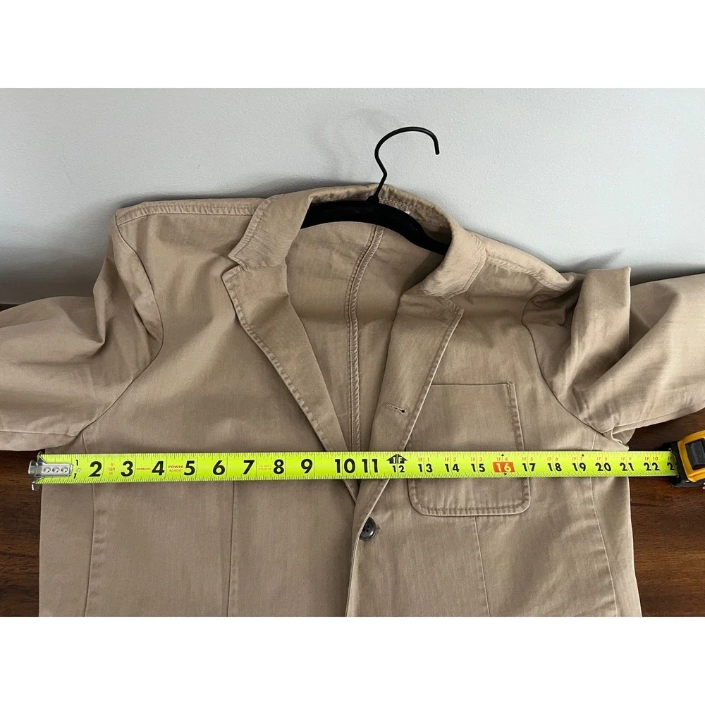 Club Monaco Mens Blazer Sport Coat Two‎ Button Casual Jacket Khaki Size L Cotton